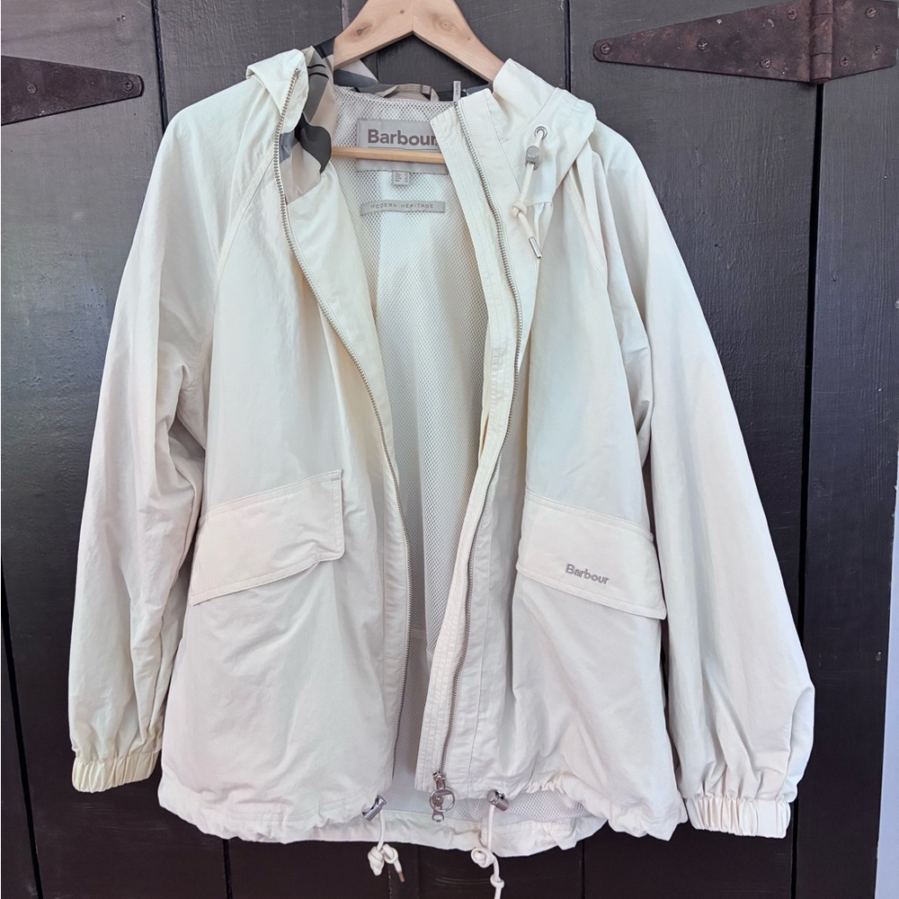 Barbour Cream Hooded Lightweight Orson Showerproof Jacket
